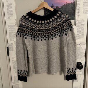 Thrifted Grey, Blue, and Beige Geometric Print Sweater